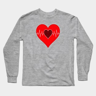 Women’s Striped Plaid Printed Heart Valentine's Day Long Sleeve T-Shirt